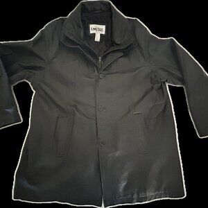 Men's 2XL Tall Classic Black Genuine Leather Coat Long Button-Up Winter
